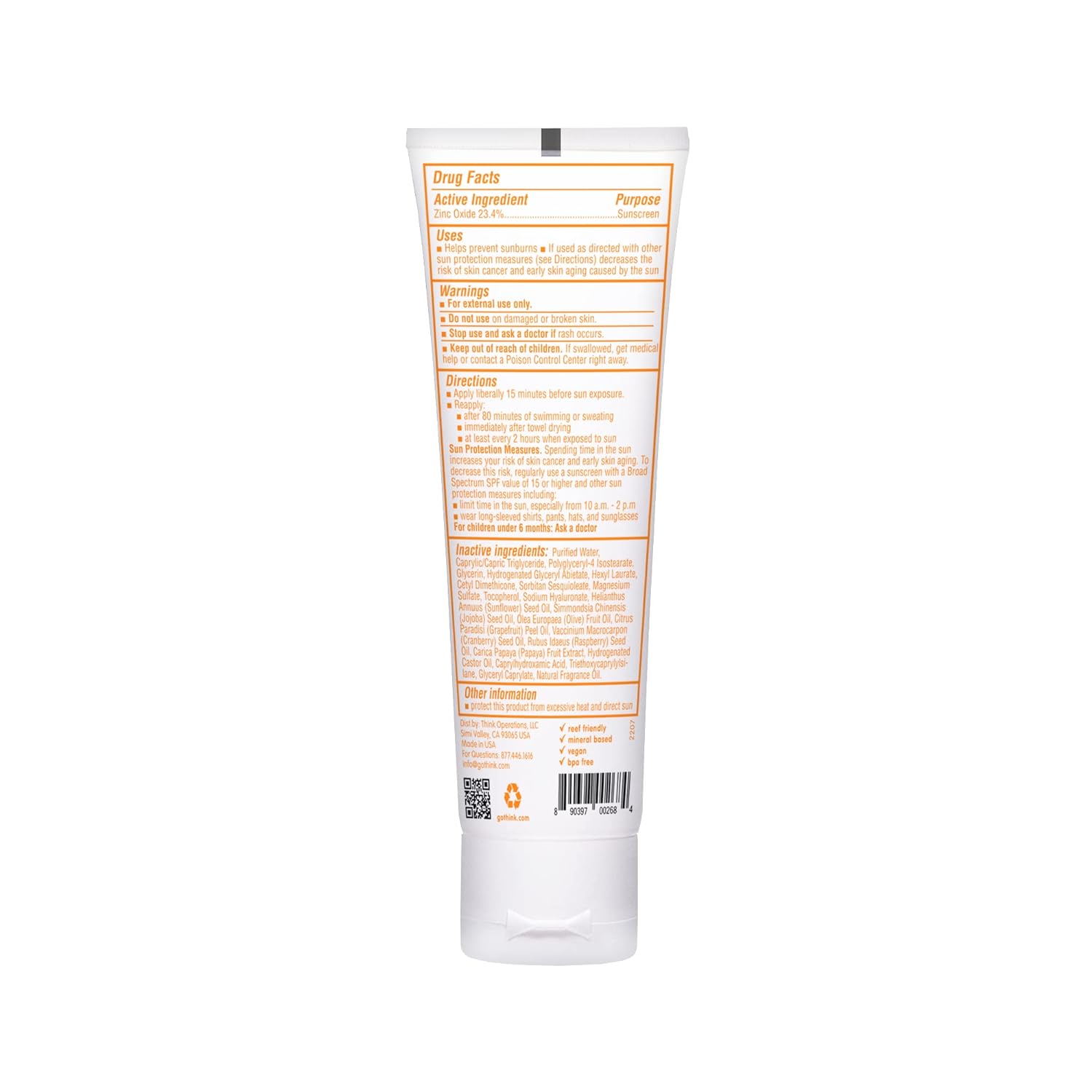 Thinkbaby SPF 50+ Baby Sunscreen – Safe, Natural Sunblock for Babies - Water Resistant Sun Cream – Broad Spectrum UVA/UVB Sun Protection – Vegan Mineral Sun Lotion, 6oz - Image 2